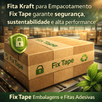 Fita kraft para empacotamento Fix Tape aplicada em caixas de papelão, destacando segurança, sustentabilidade e desempenho logístico no Rio de Janeiro